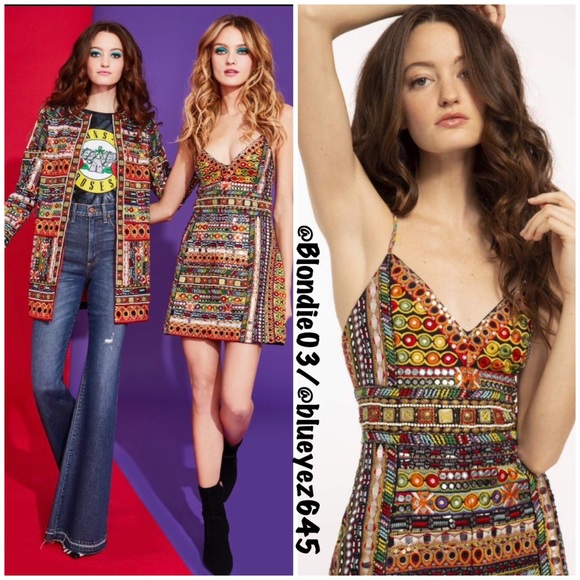 Alice + Olivia Tayla Embroidered Mini Dress 0 - Picture 2 of 6